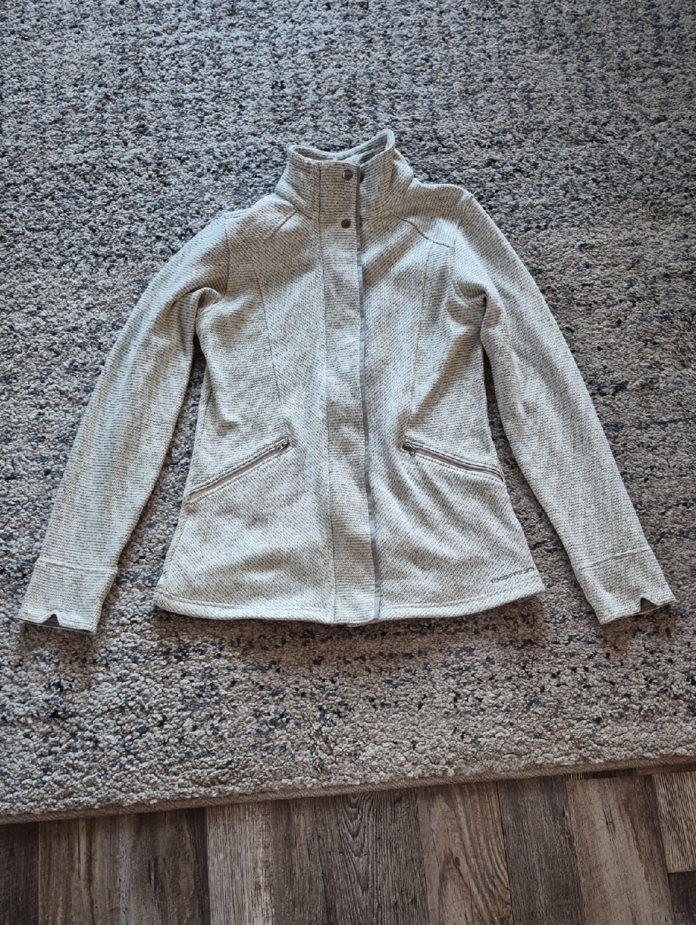 ExOfficio Light Gray Knit Funnel Neck Utility Jacket